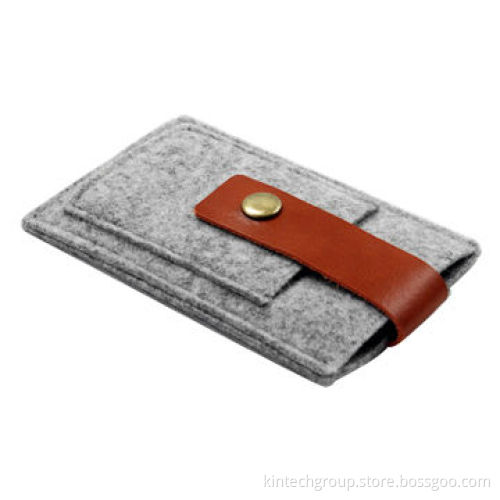 Felt Mobile Phone Pouches with Metal Keyring and Button Closure, Customized Logos are Accepted